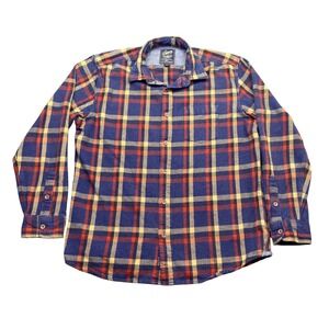 Grayers Heritage Flannel Shirt Mens Large Blue Red Yellow Plaid Cotton L/S